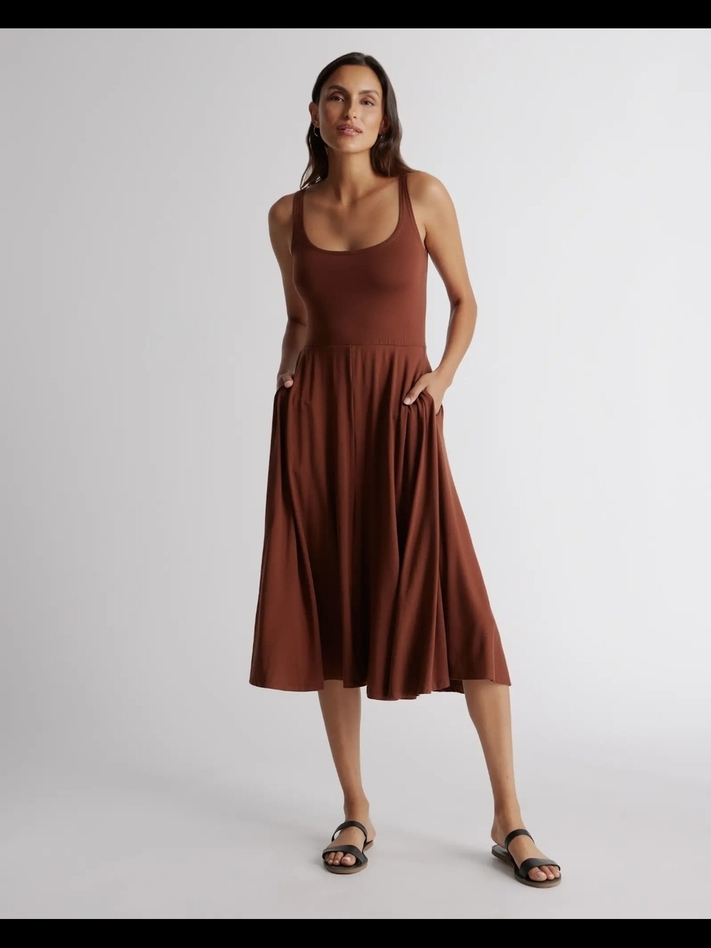 Quince Tencel Jersey Fit & Flare Dress Size Small